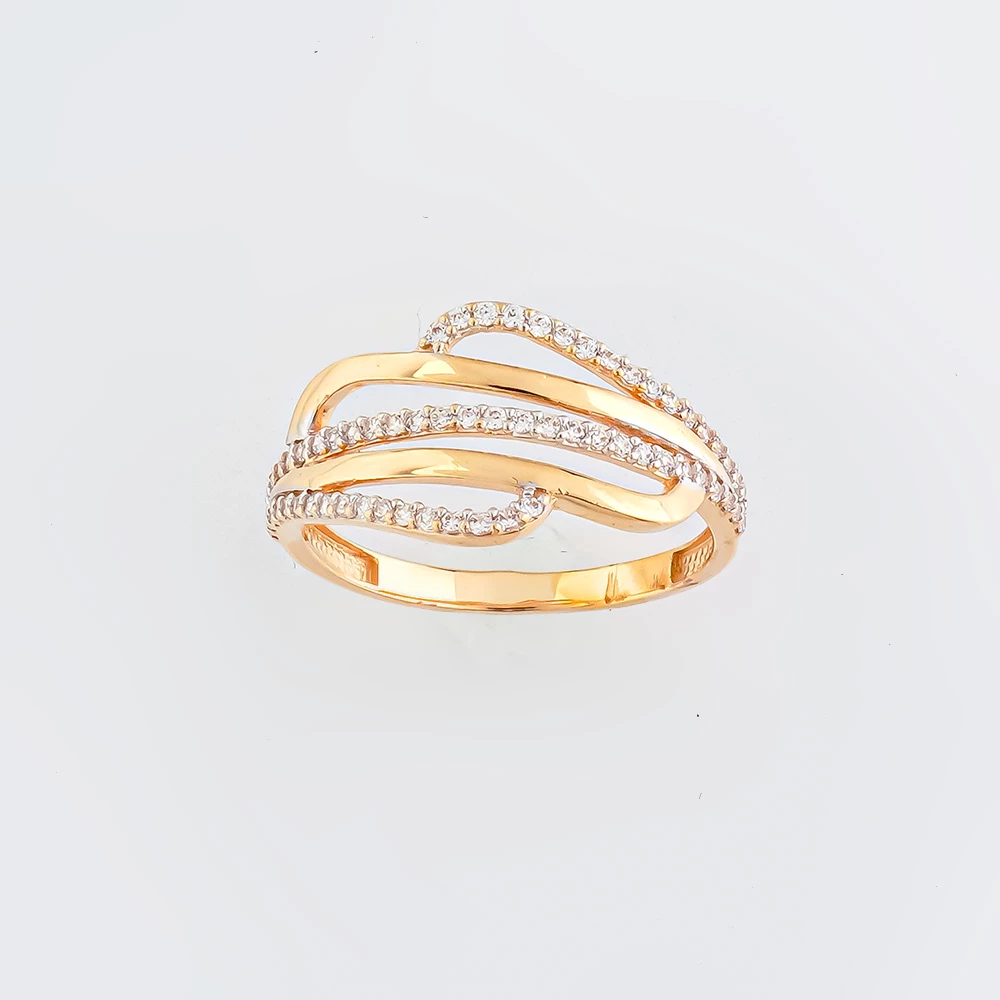 Кольцо с фианитом из красного золота 585 пробы