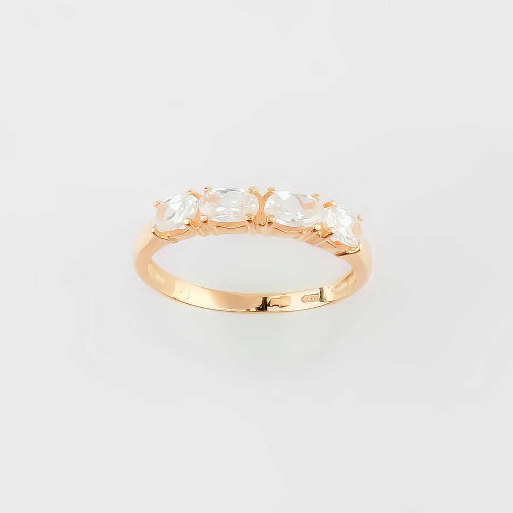 Кольцо с фианитом из красного золота 585 пробы