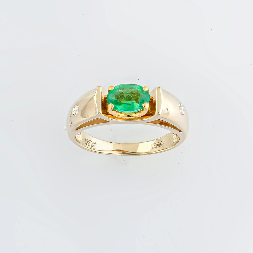 Кольцо с изумрудом из белого золота 750 пробы