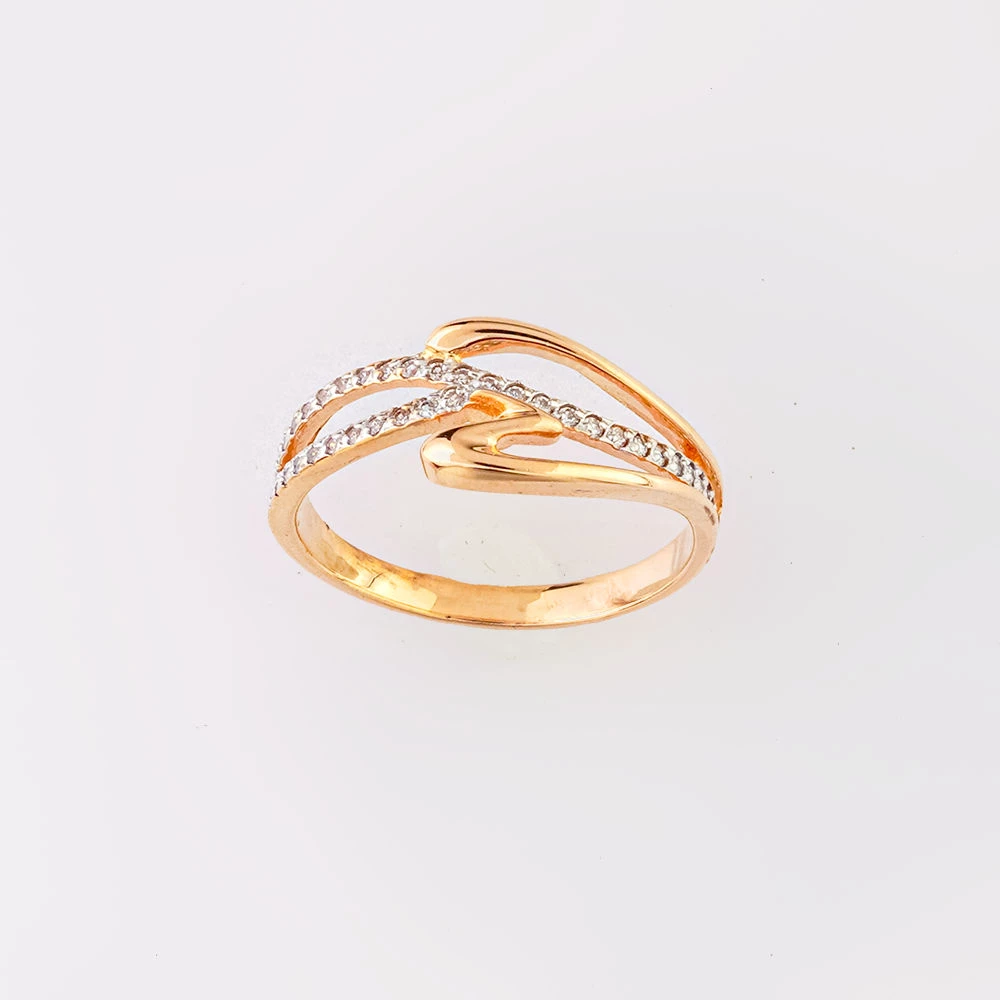 Кольцо с фианитом из красного золота 585 пробы