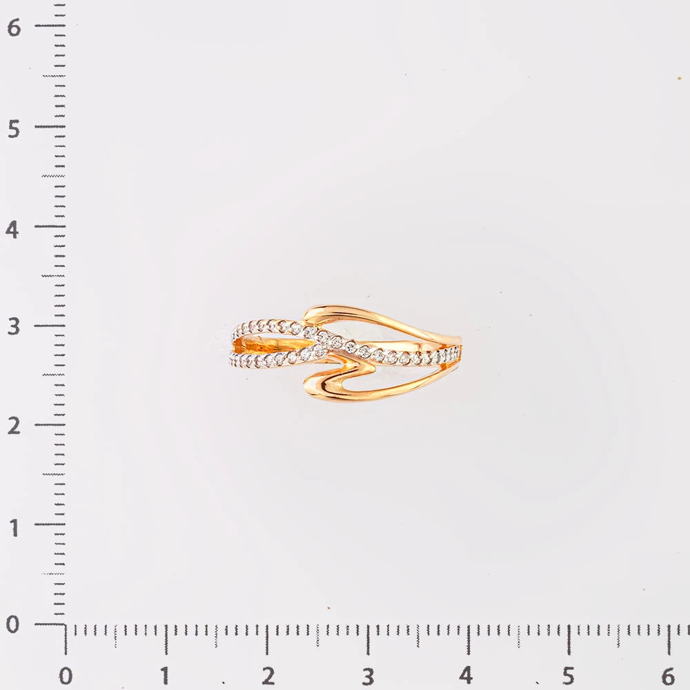 Кольцо с фианитом из красного золота 585 пробы