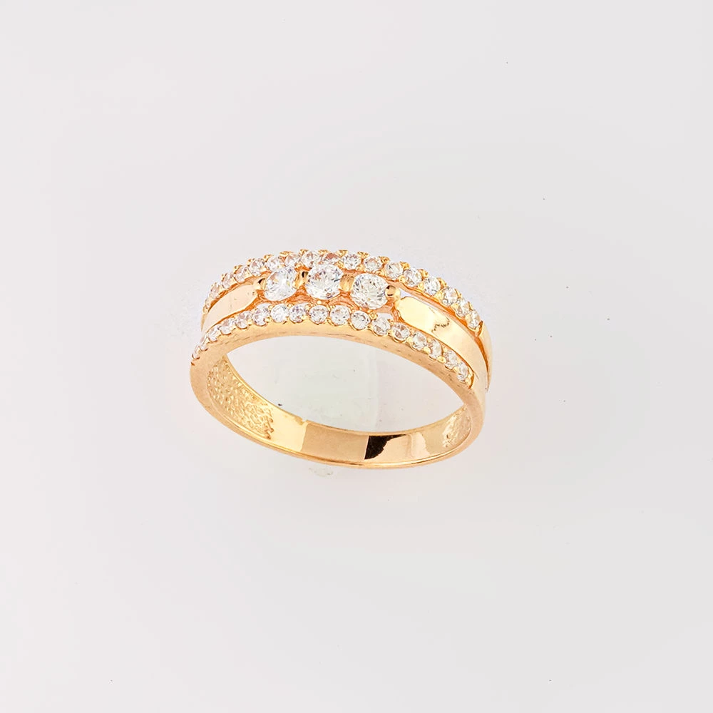 Кольцо с фианитом из красного золота 585 пробы