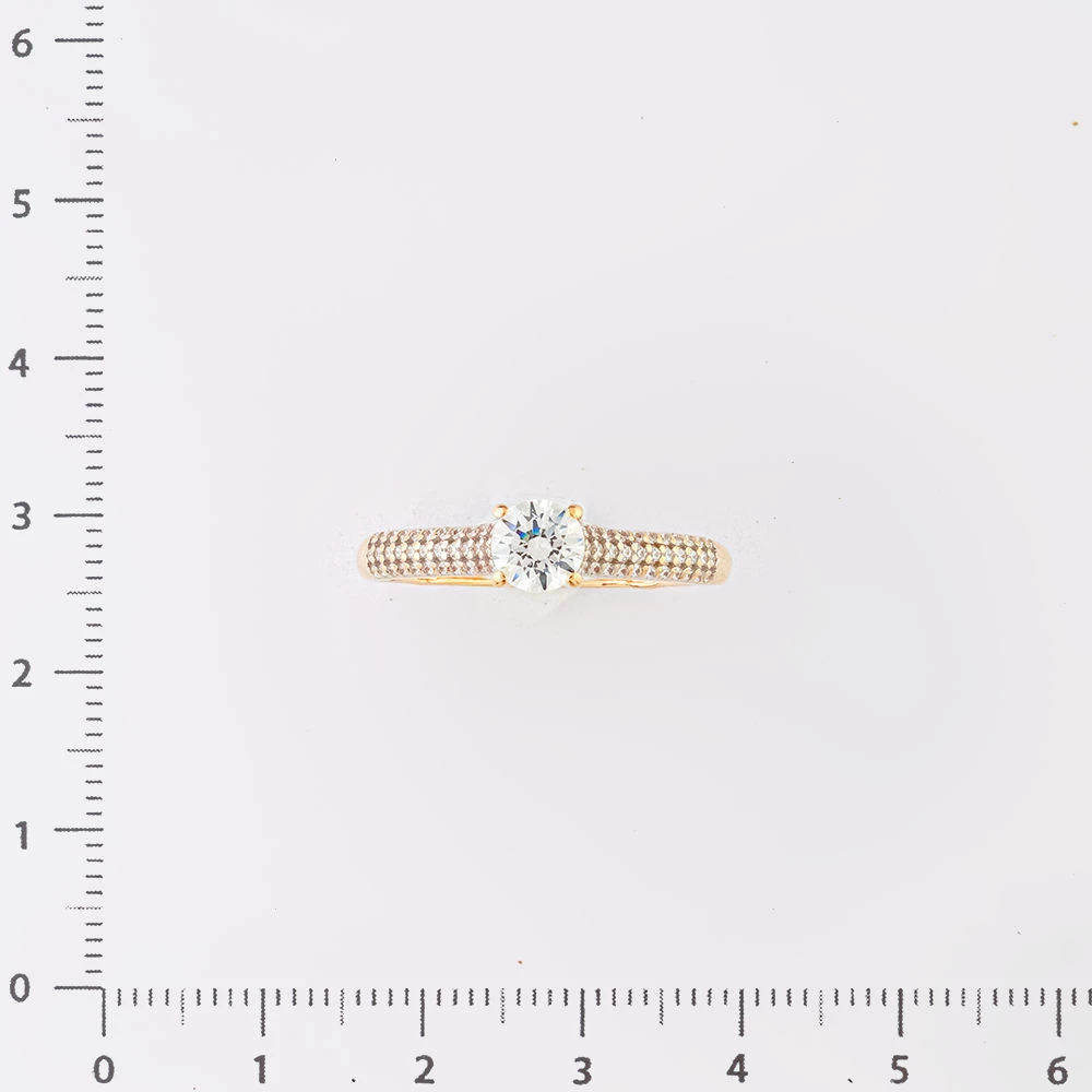 Кольцо с фианитом из красного золота 585 пробы