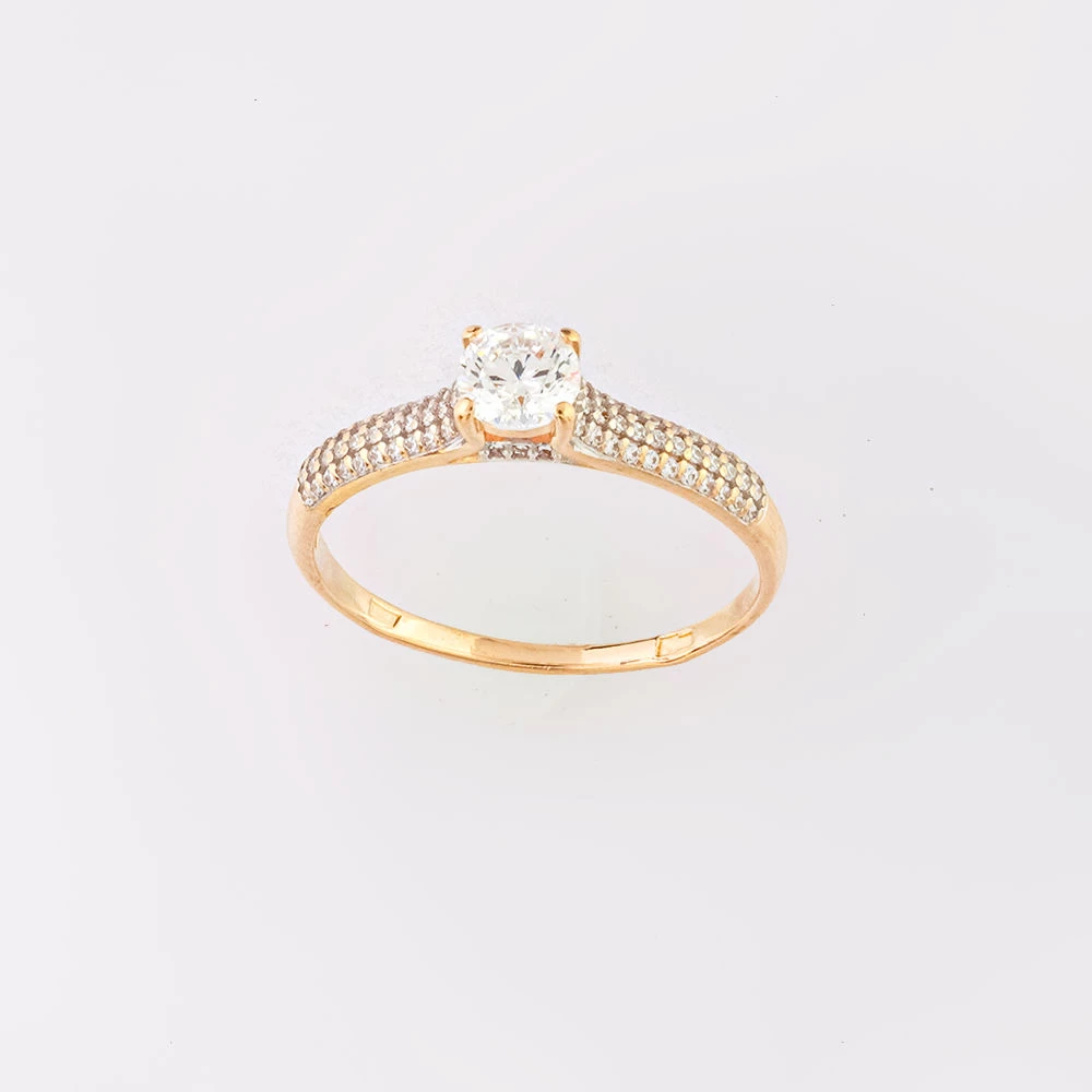 Кольцо с фианитом из красного золота 585 пробы