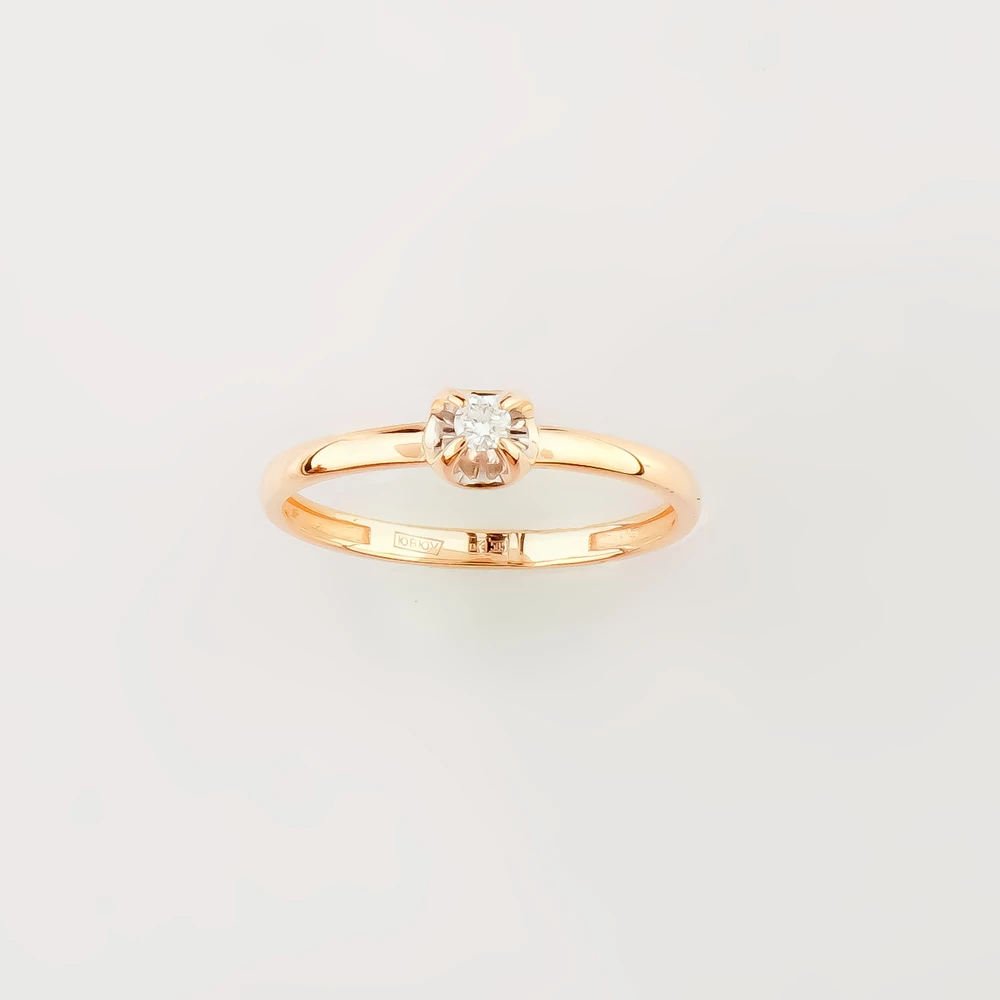 Кольцо с бриллиантом из красного золота 585 пробы