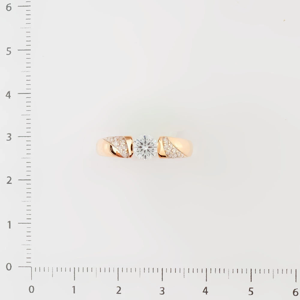 Кольцо с фианитом из красного золота 585 пробы