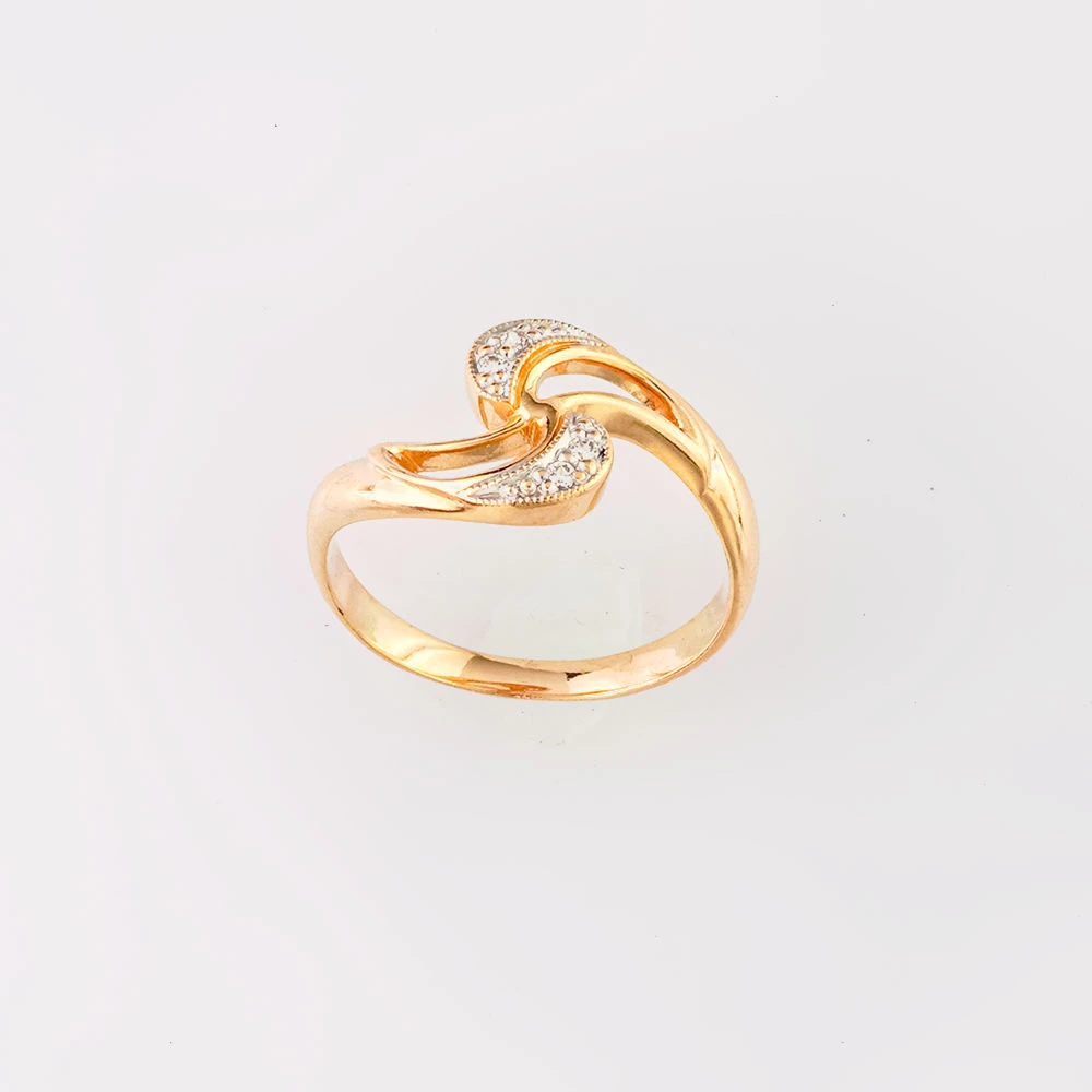 Кольцо с фианитом из красного золота 585 пробы