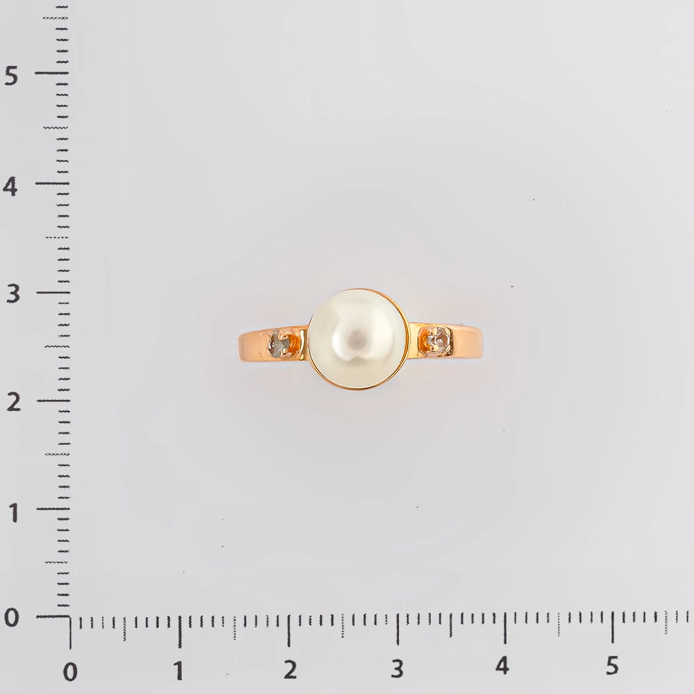 Кольцо с культивированным жемчугом из красного золота 585 пробы
