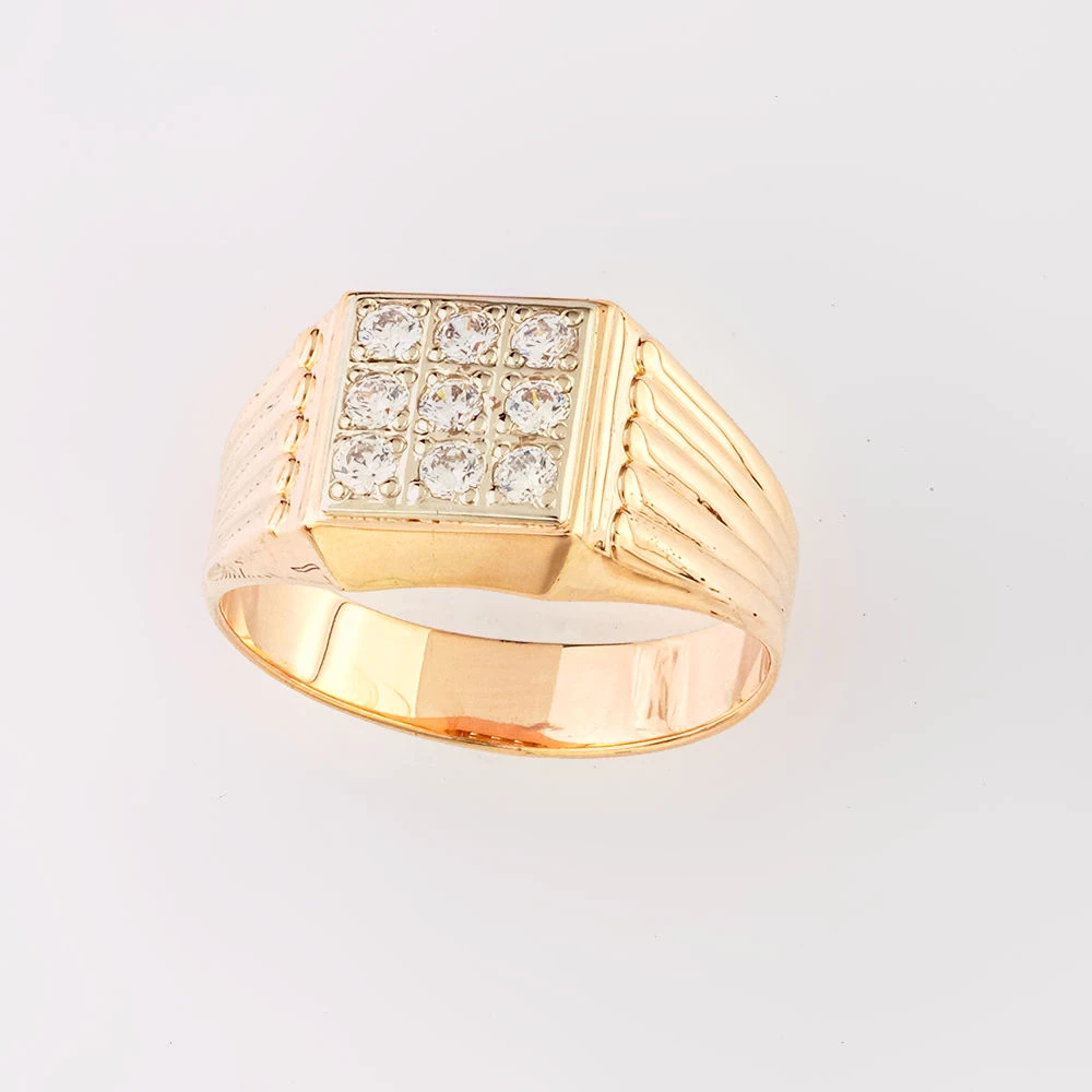 Кольцо с фианитом из красного золота 585 пробы