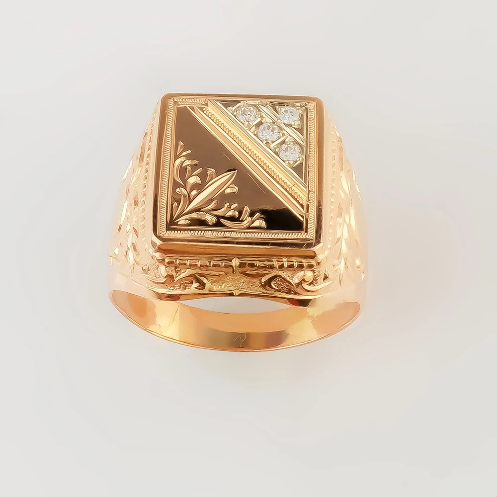 Кольцо с фианитом из красного золота 585 пробы