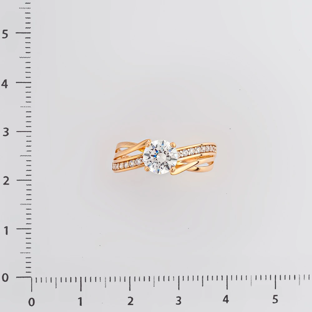 Кольцо с фианитом из красного золота 585 пробы