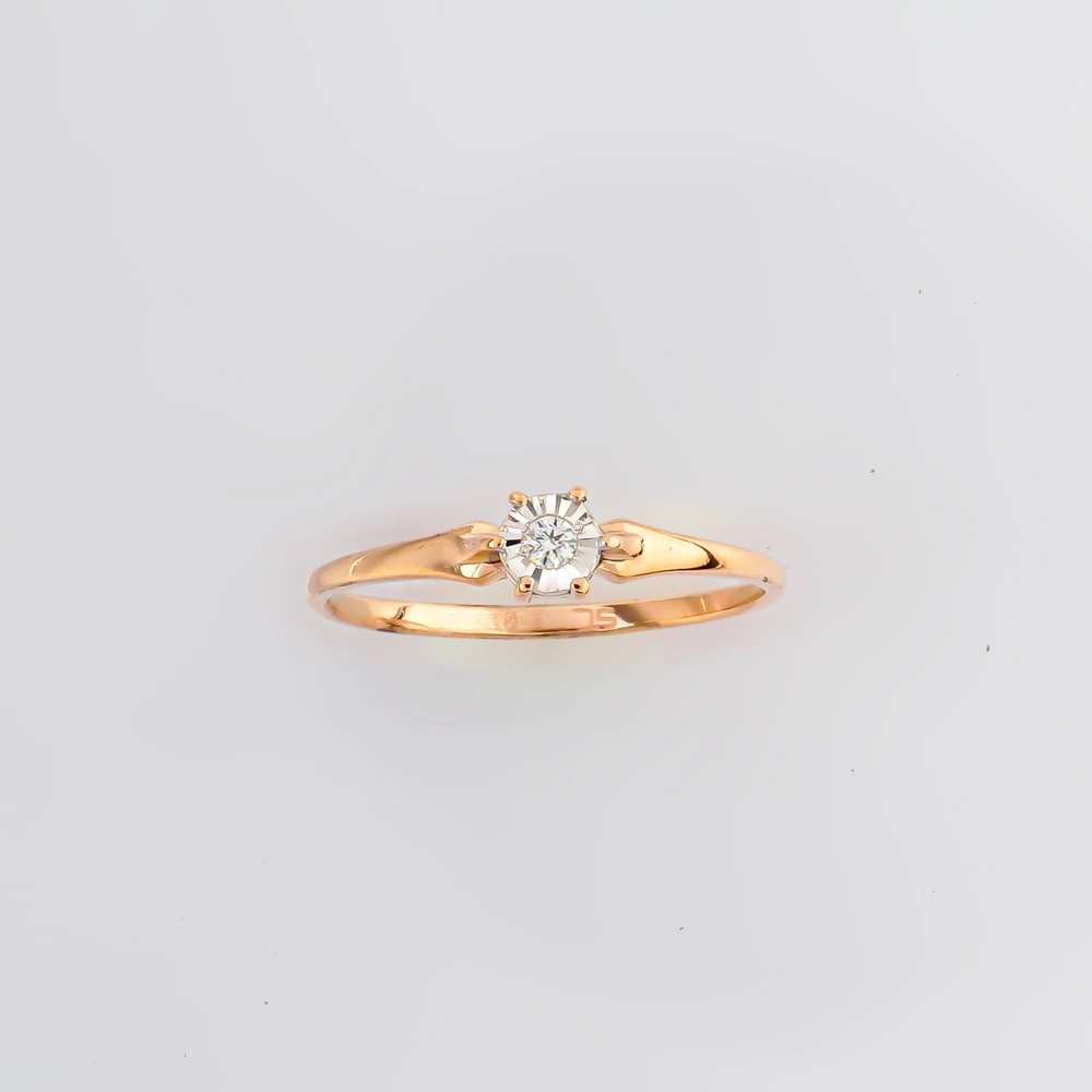 Кольцо с бриллиантом из красного золота 585 пробы