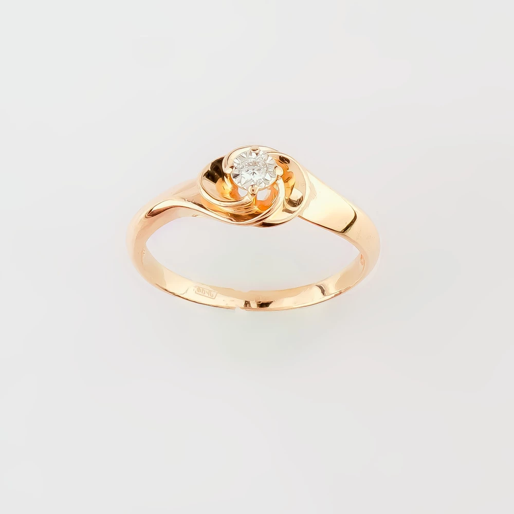 Кольцо с бриллиантом из красного золота 585 пробы