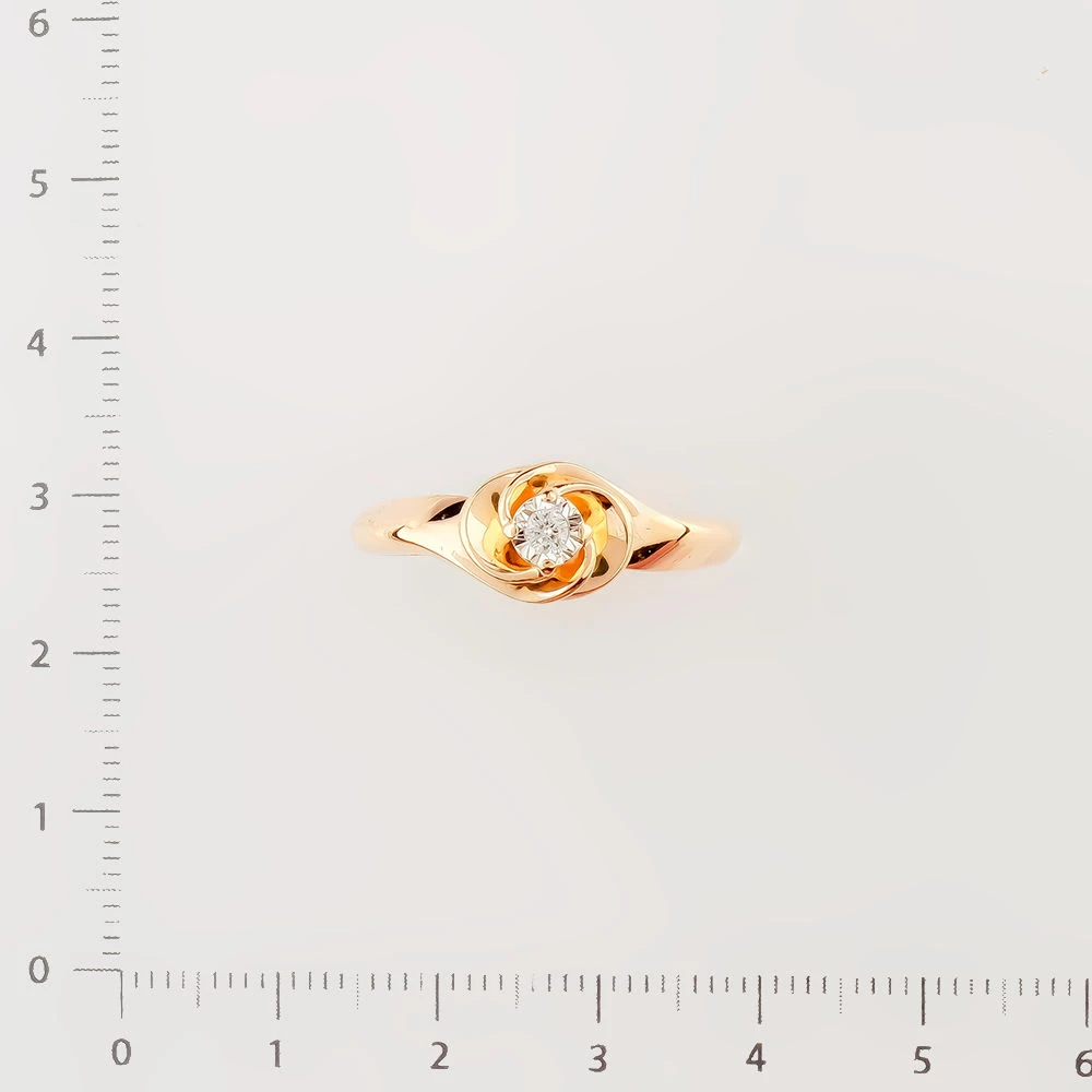 Кольцо с бриллиантом из красного золота 585 пробы