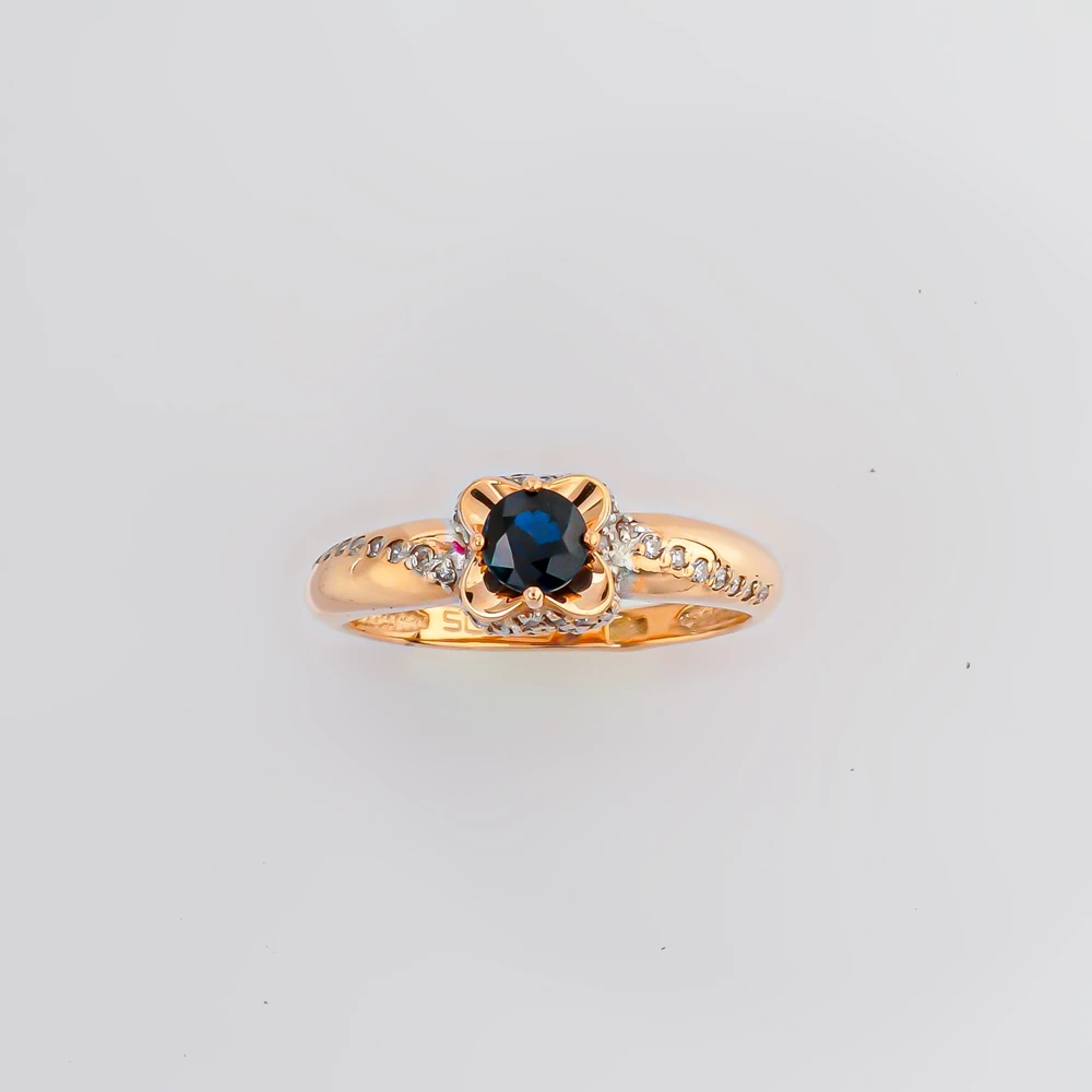 Кольцо с сапфиром из красного золота 585 пробы