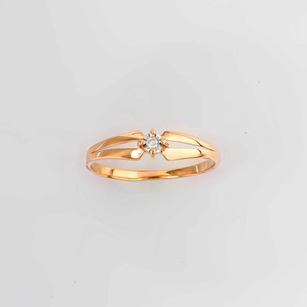 Кольцо с бриллиантом из красного золота 585 пробы