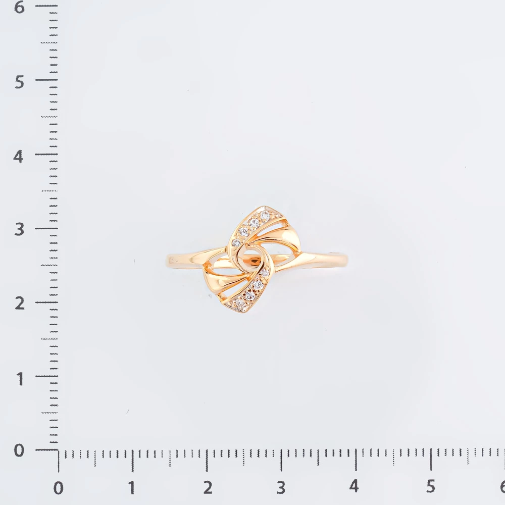 Кольцо с фианитом из красного золота 585 пробы