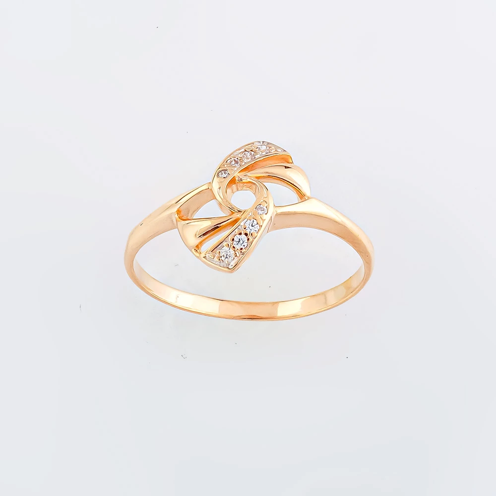 Кольцо с фианитом из красного золота 585 пробы