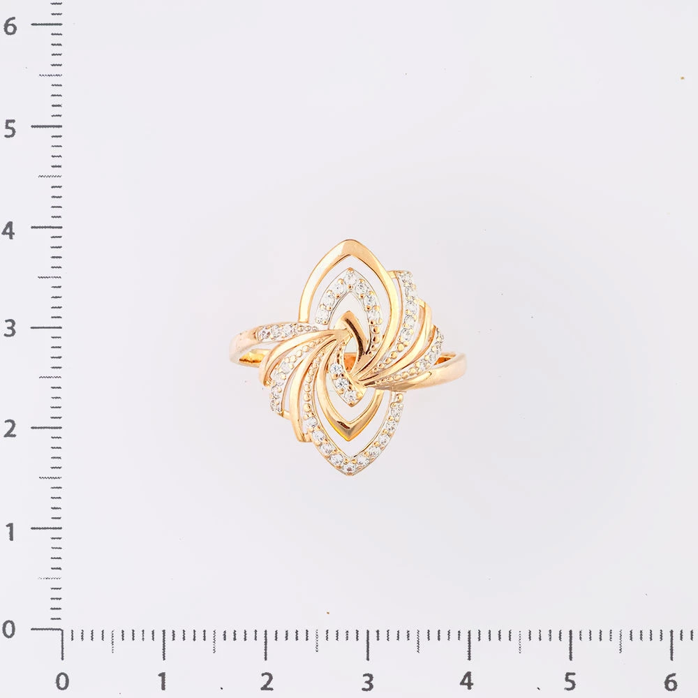 Кольцо с фианитом из красного золота 585 пробы