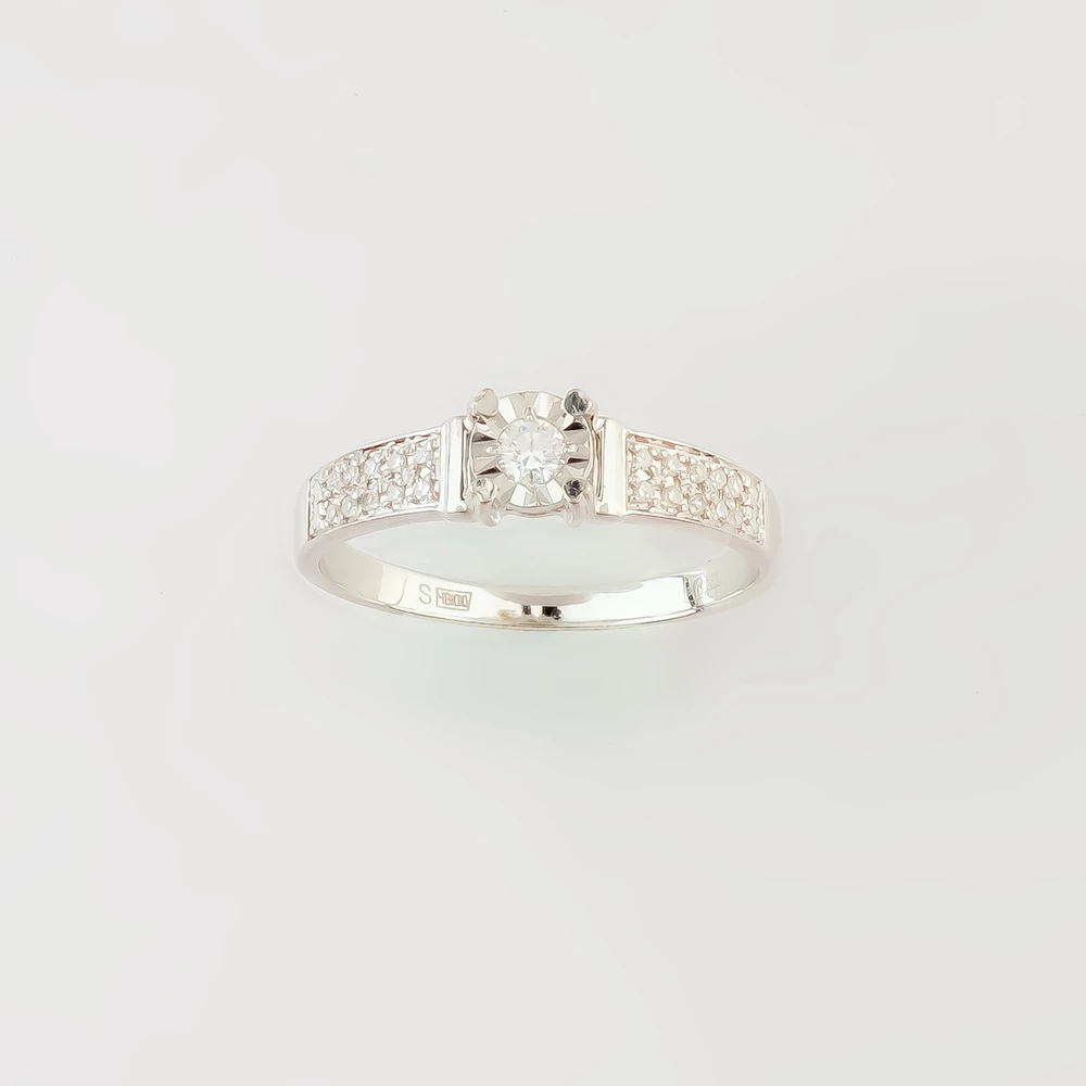 Кольцо с бриллиантом из белого золота 585 пробы