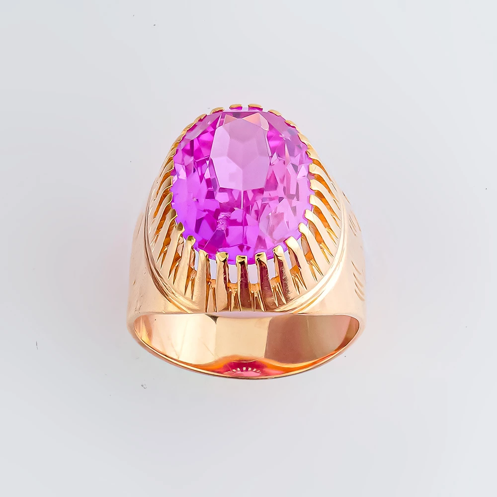 Кольцо с фианитом из красного золота 583 пробы