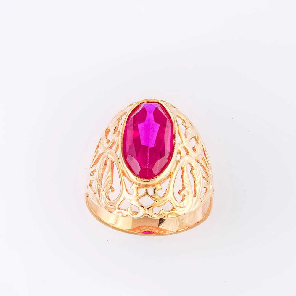 Кольцо с фианитом из красного золота 583 пробы