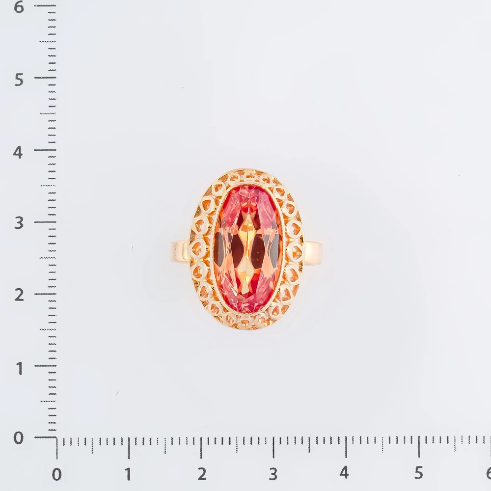 Кольцо с фианитом из красного золота 583 пробы