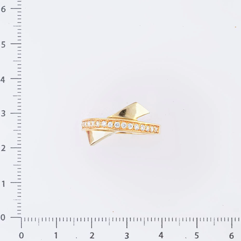 Кольцо с фианитом из красного золота 585 пробы