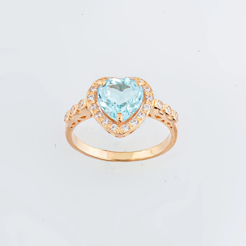 Кольцо с топазом из красного золота 585 пробы