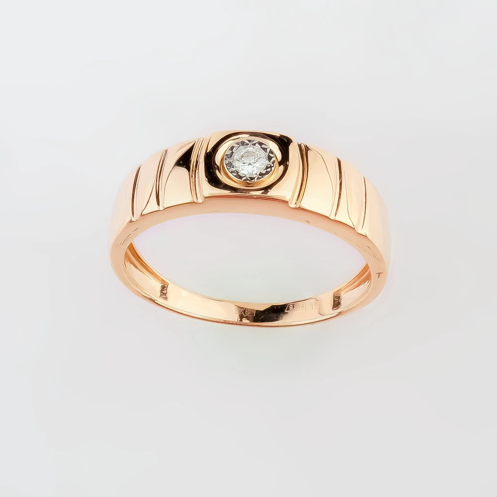 Кольцо с бриллиантом из красного золота 585 пробы
