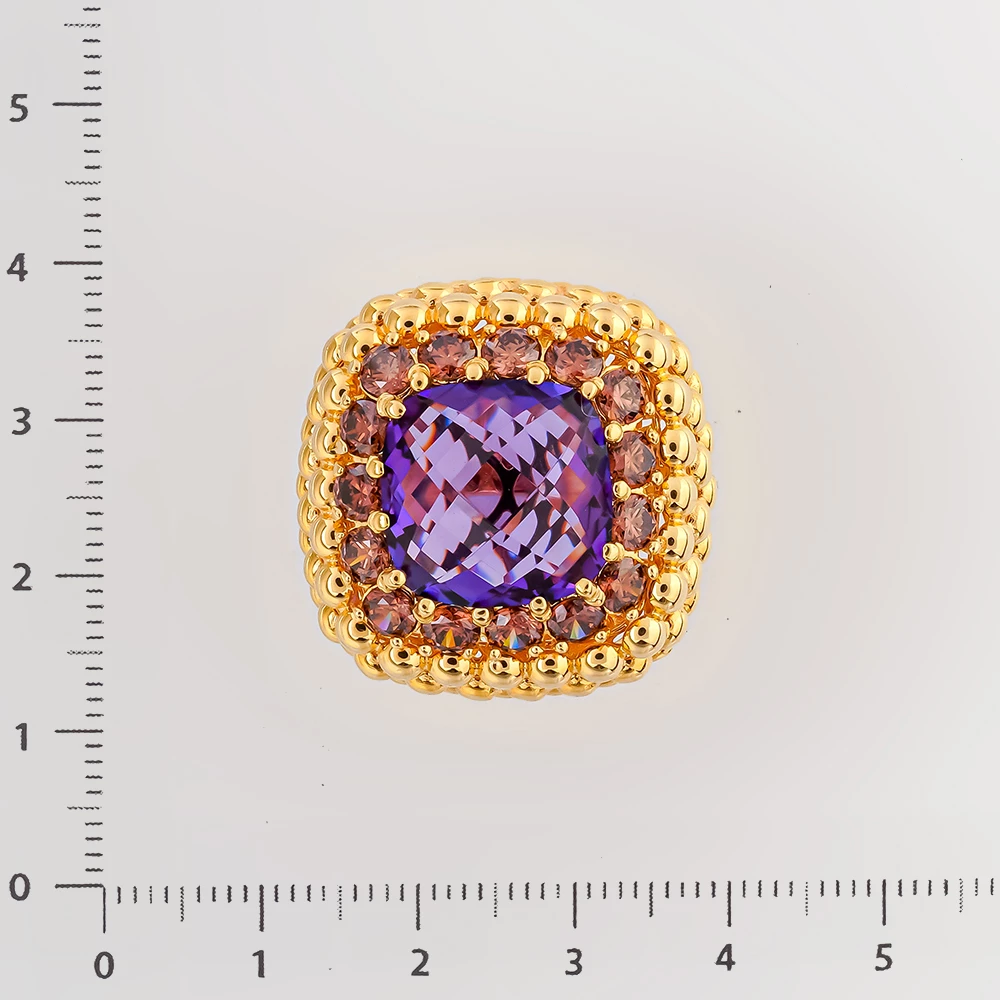 Кольцо с аметистом из желтого золота 585 пробы Кольцо с аметистом из желтого золота 585 пробы