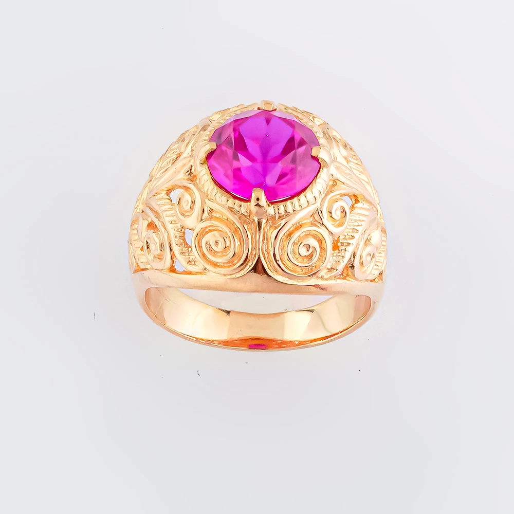 Кольцо с фианитом из красного золота 583 пробы