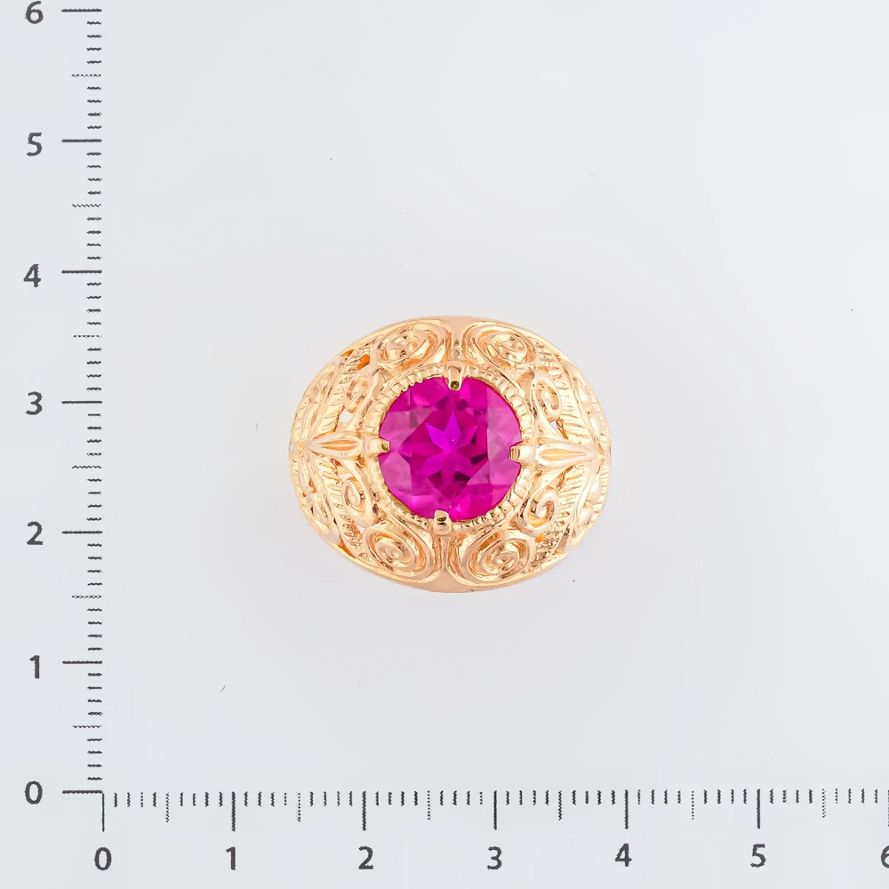 Кольцо с фианитом из красного золота 583 пробы