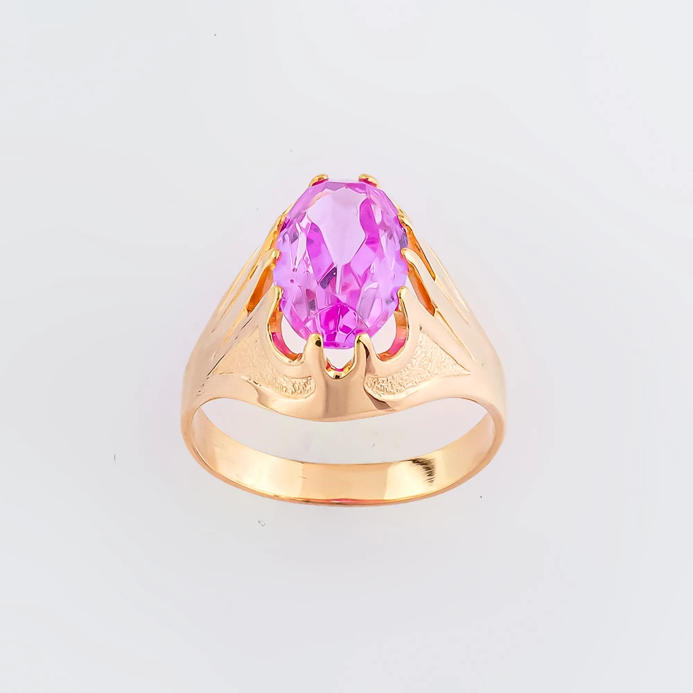 Кольцо с фианитом из красного золота 583 пробы