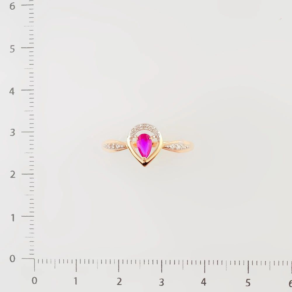 Кольцо с рубином синтетическим из красного золота 585 пробы