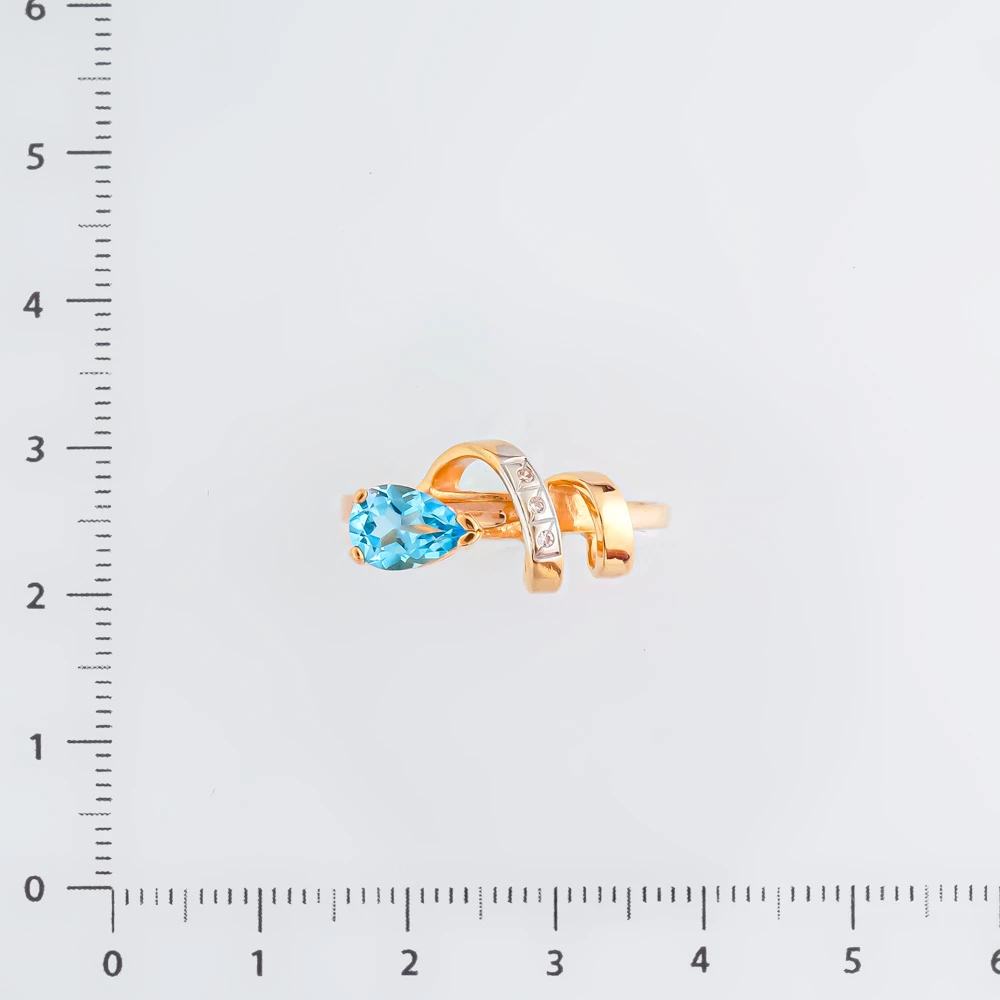 Кольцо с топазом из красного золота 585 пробы