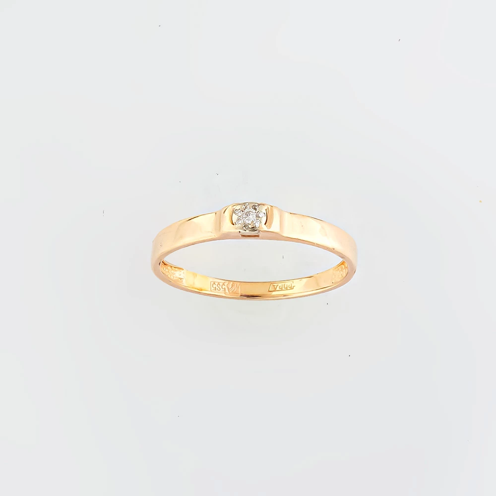 Кольцо с бриллиантом из красного золота 585 пробы