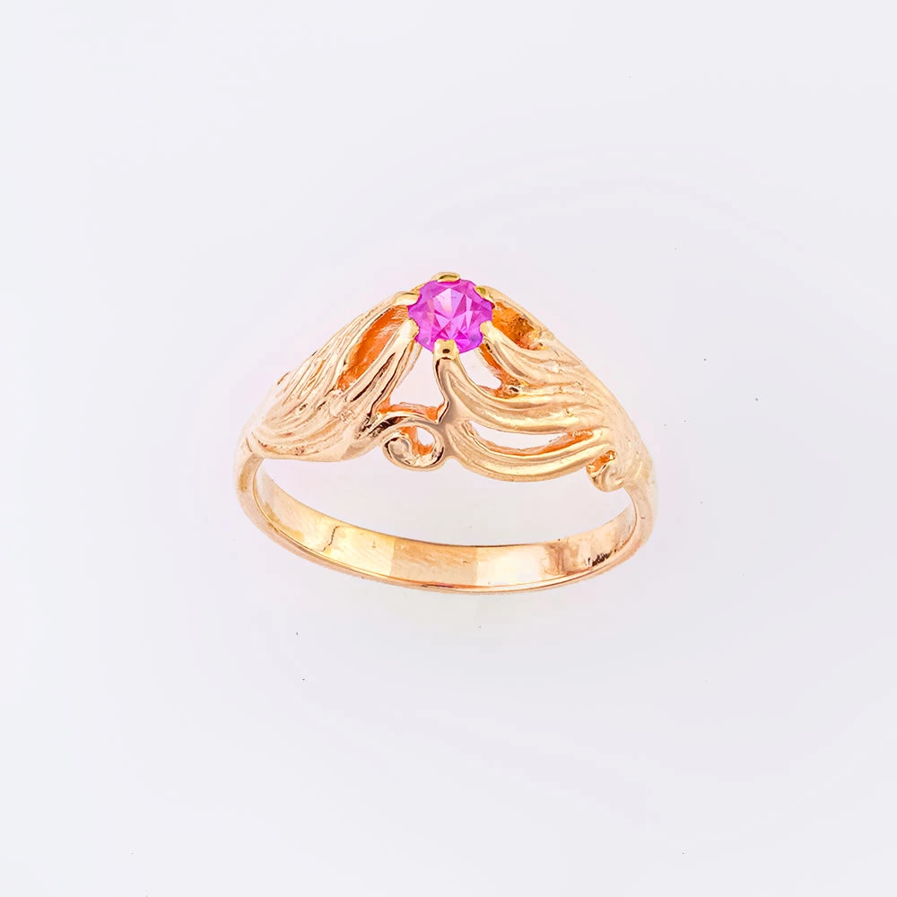 Кольцо с фианитом из красного золота 583 пробы