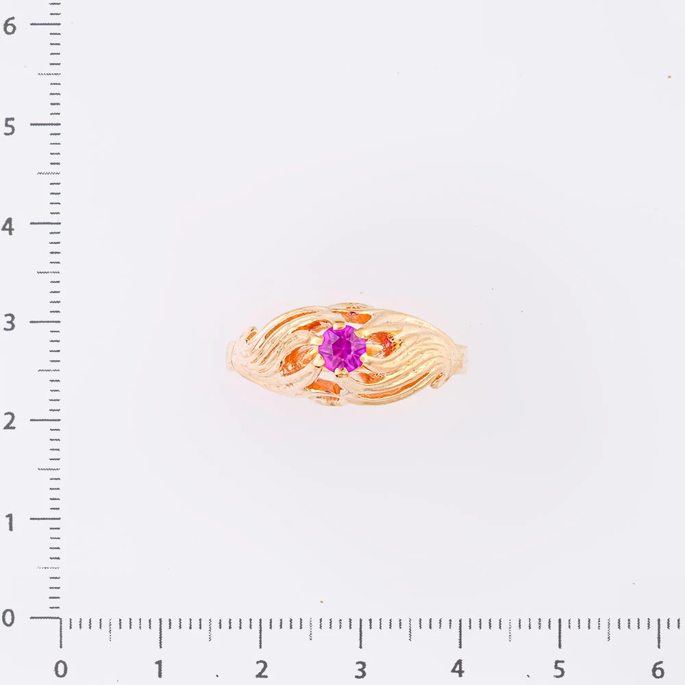 Кольцо с фианитом из красного золота 583 пробы