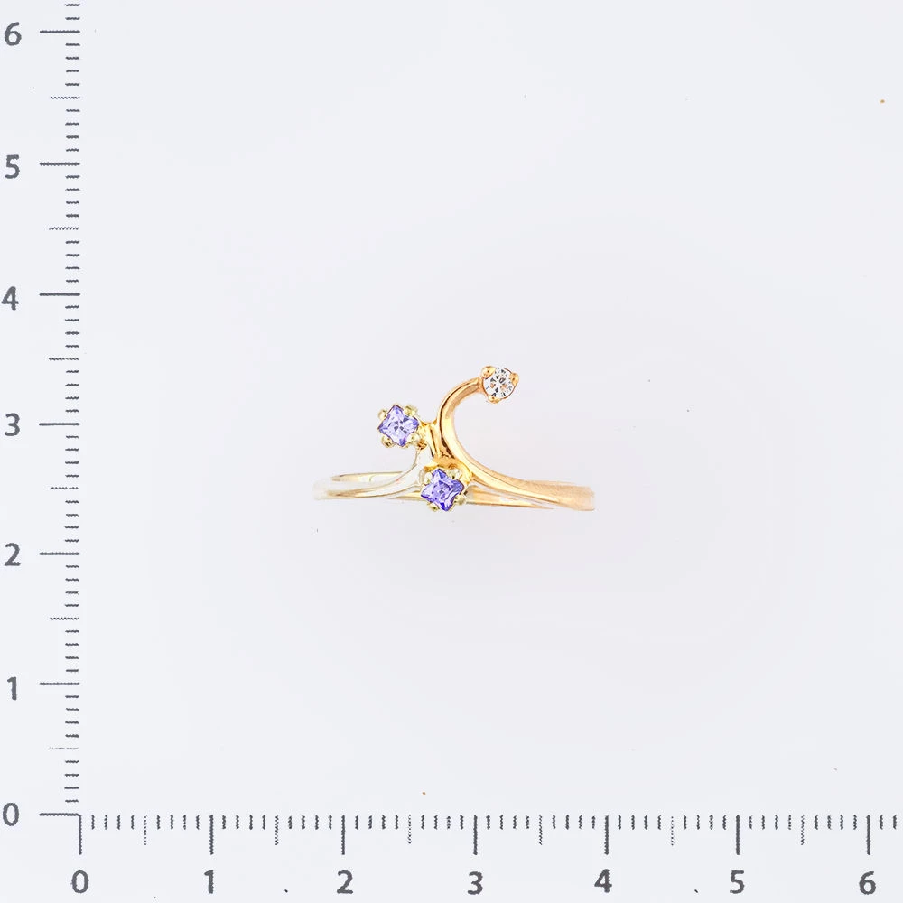 Кольцо с фианитом из красного золота 585 пробы