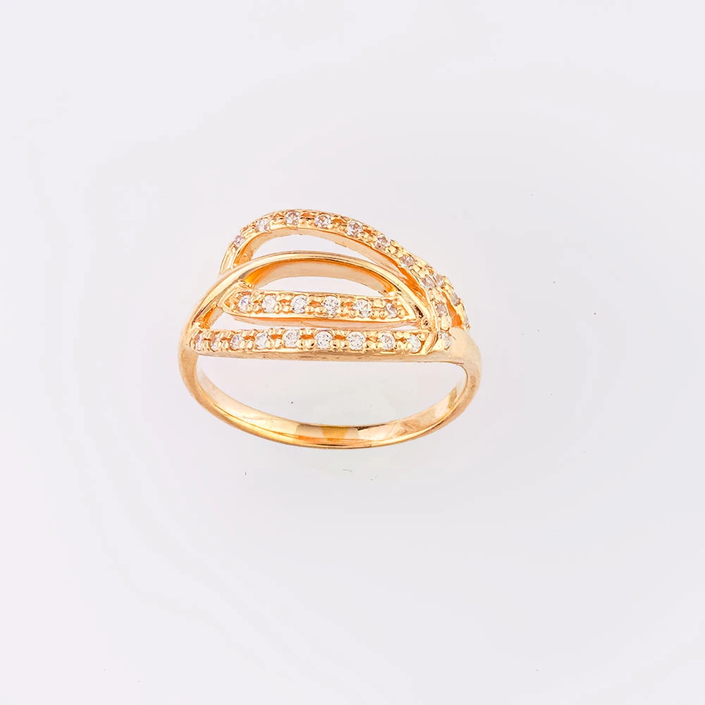 Кольцо с фианитом из красного золота 585 пробы