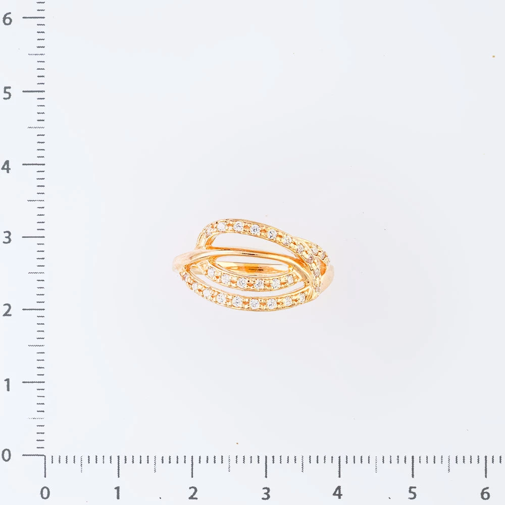 Кольцо с фианитом из красного золота 585 пробы