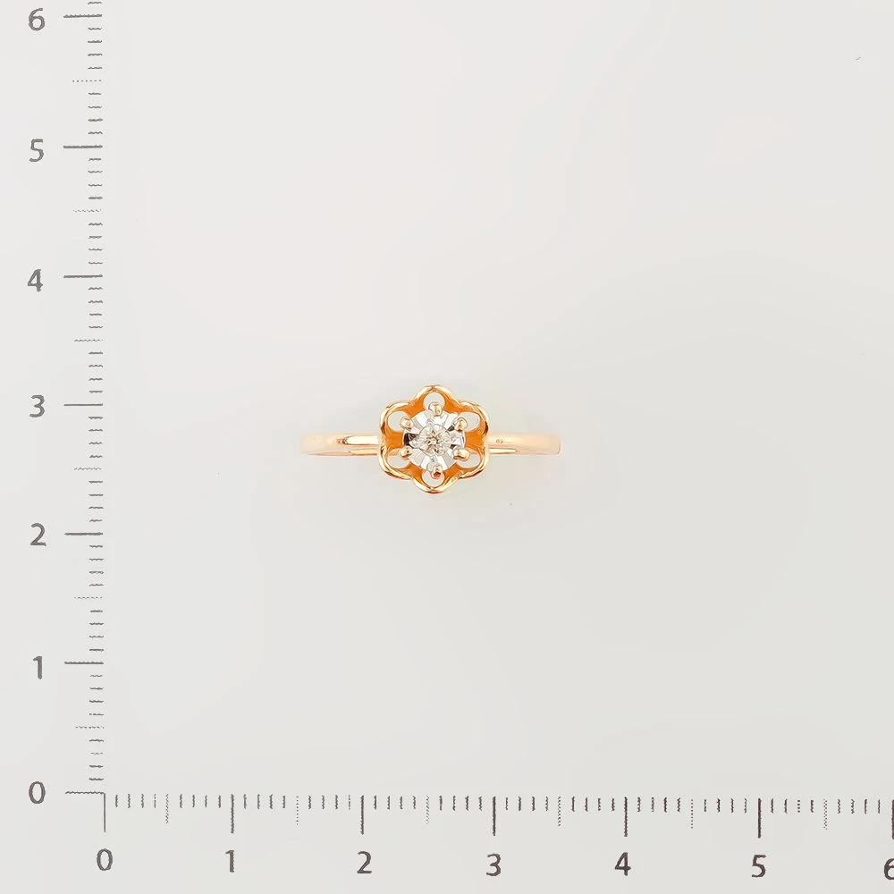 Кольцо с бриллиантом из красного золота 585 пробы