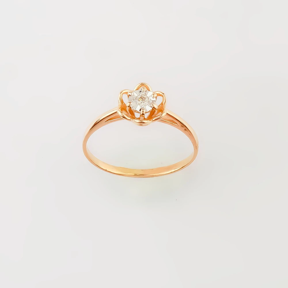 Кольцо с бриллиантом из красного золота 585 пробы