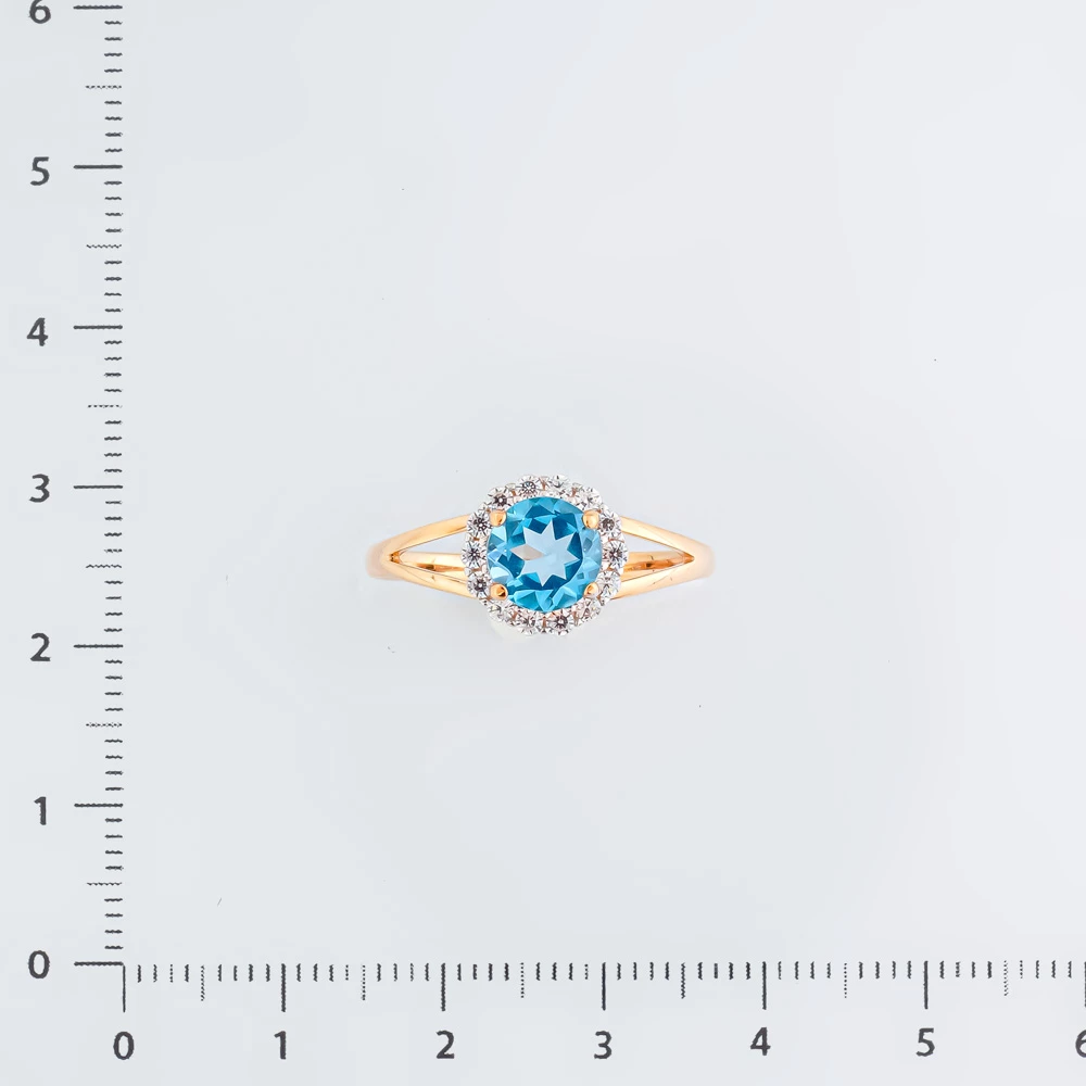 Кольцо с топазом из красного золота 585 пробы