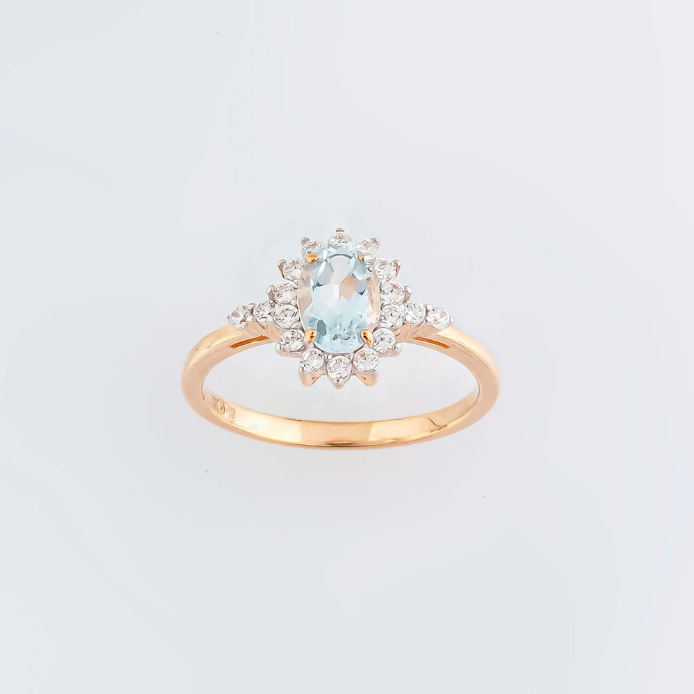 Кольцо с топазом из красного золота 585 пробы