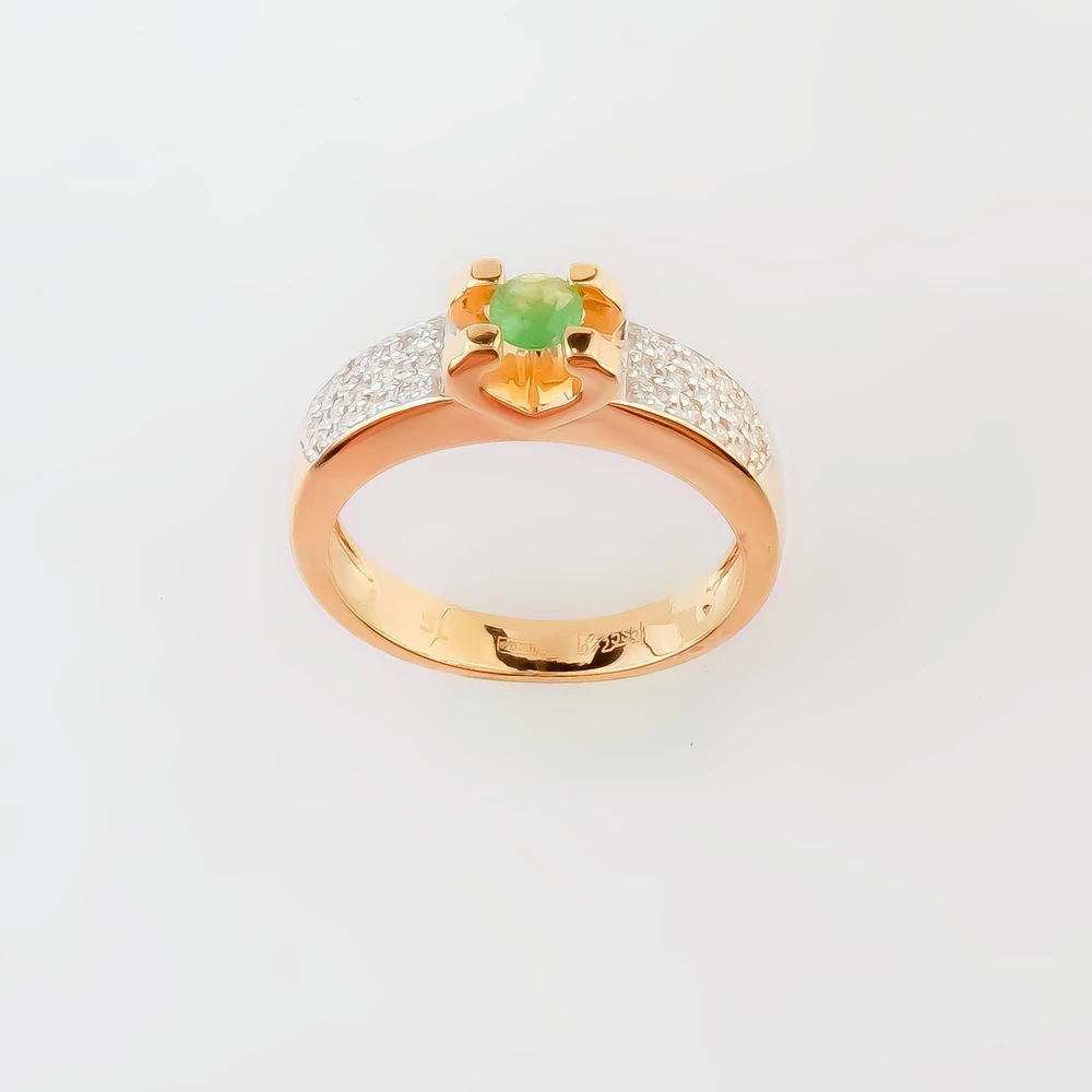 Кольцо с изумрудом из красного золота 585 пробы