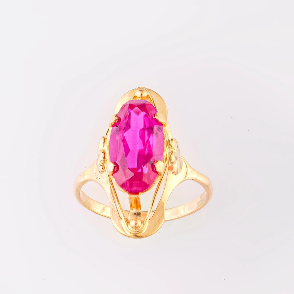 Кольцо с фианитом из красного золота 583 пробы