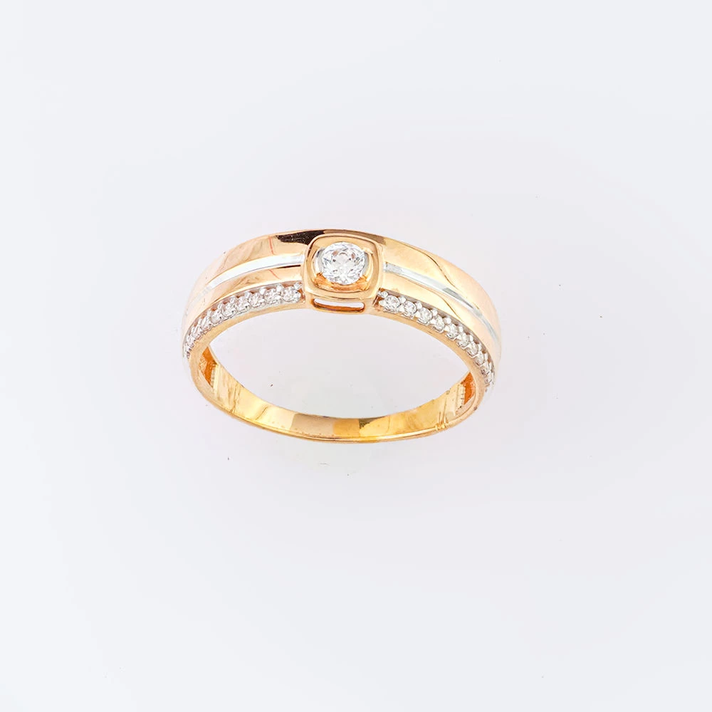 Кольцо с фианитом из красного золота 585 пробы