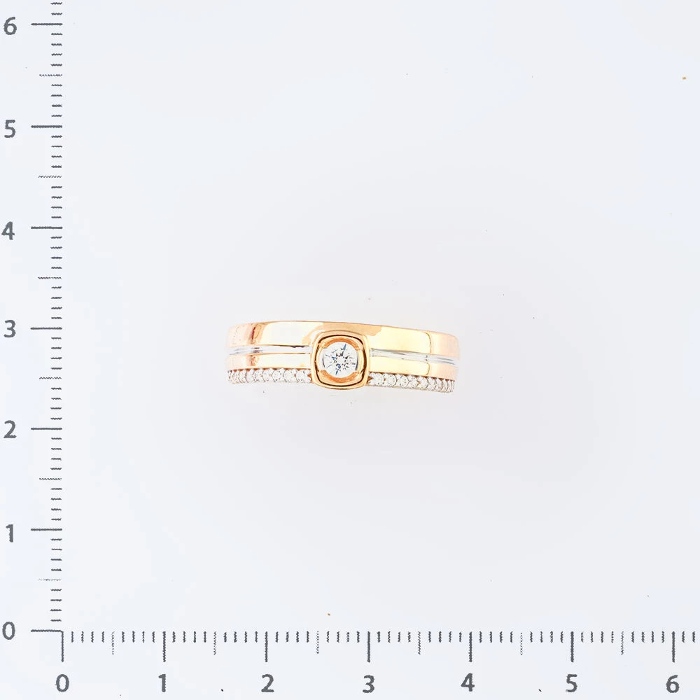 Кольцо с фианитом из красного золота 585 пробы
